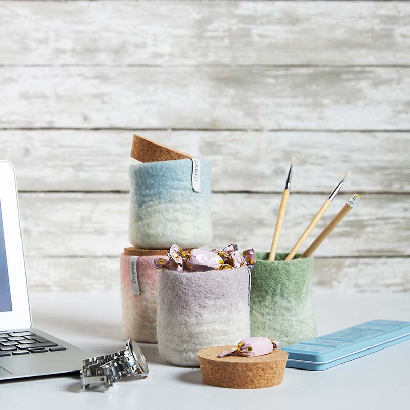 Aveva Wool Jar – Handgemaakte Opbergpot van Wolvilt – Pink Grape