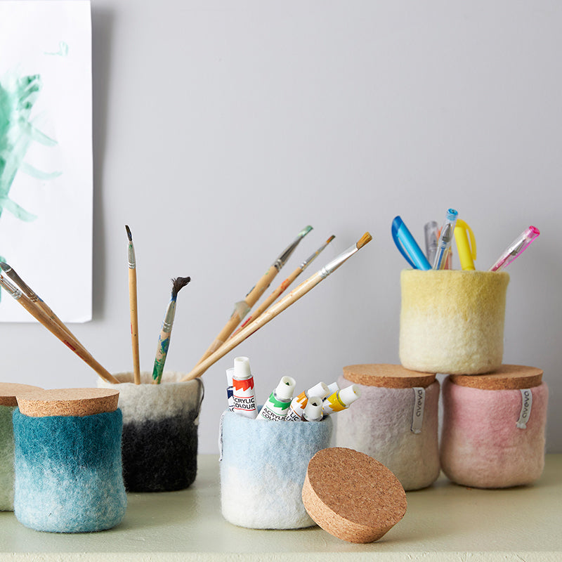 Aveva Wool Jar – Handgemaakte Opbergpot van Wolvilt – Burgundy