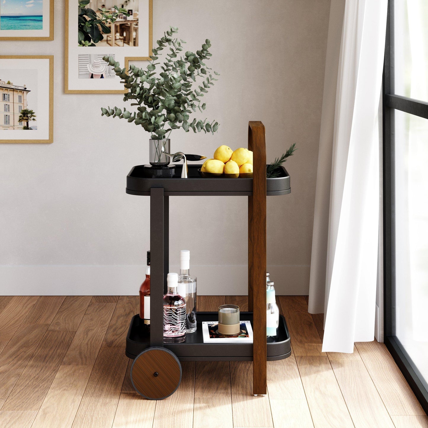 Umbra Bellwood Bar/Serving Cart – Zwart/Walnoot