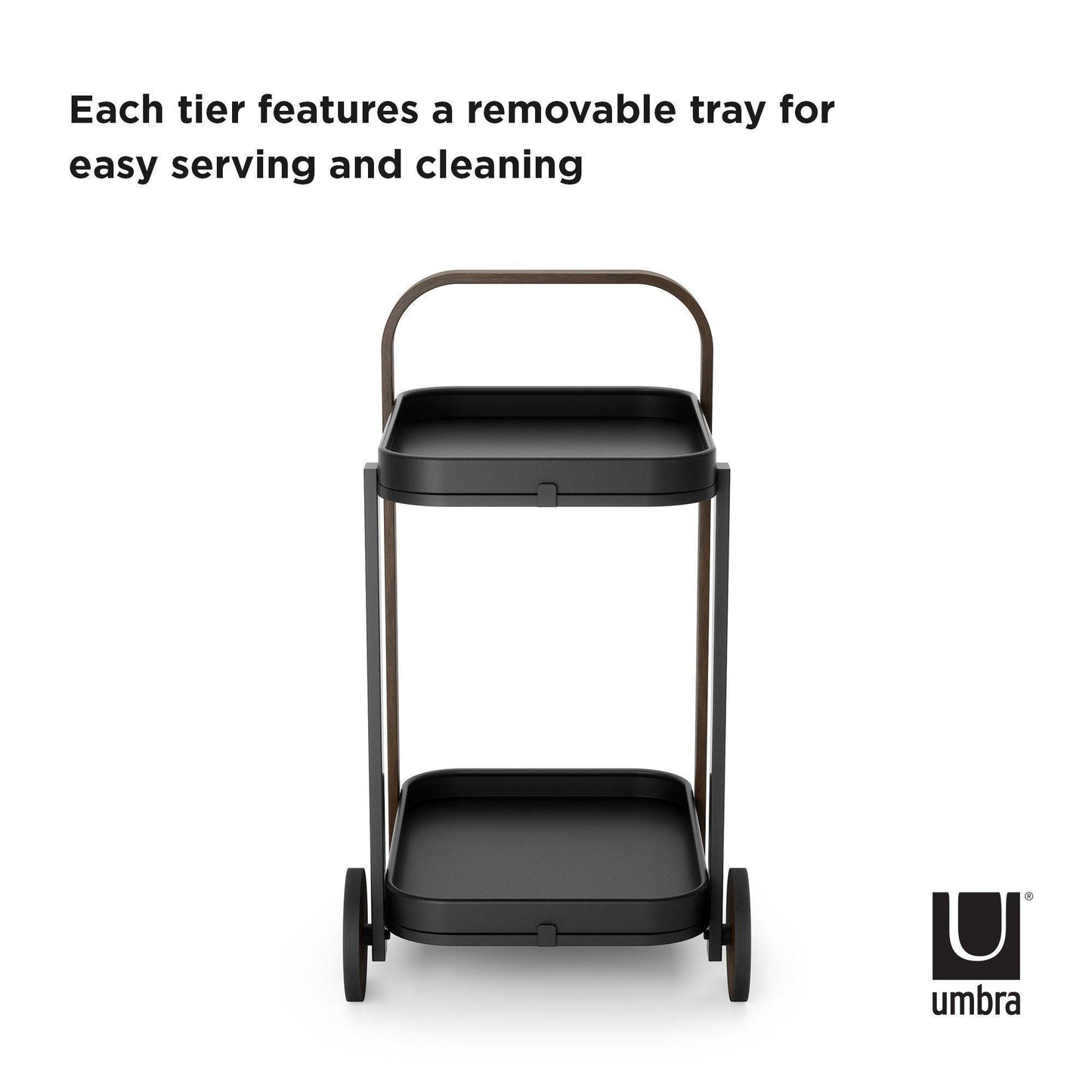 Umbra Bellwood Bar/Serving Cart – Zwart/Walnoot
