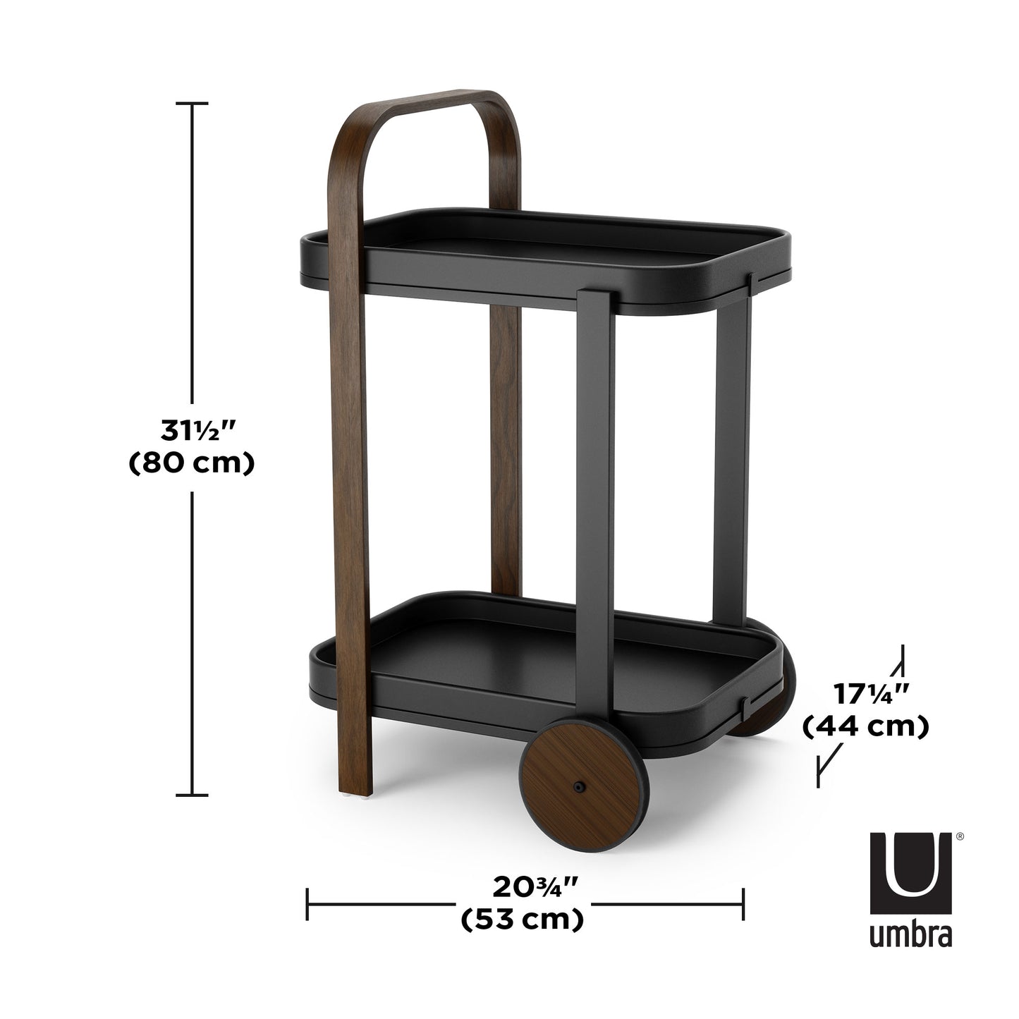 Umbra Bellwood Bar/Serving Cart – Zwart/Walnoot