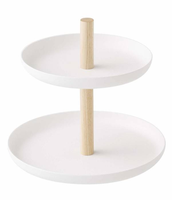 Yamazaki Tosca Serveeretagère - Stijlvol Wit met Licht Hout