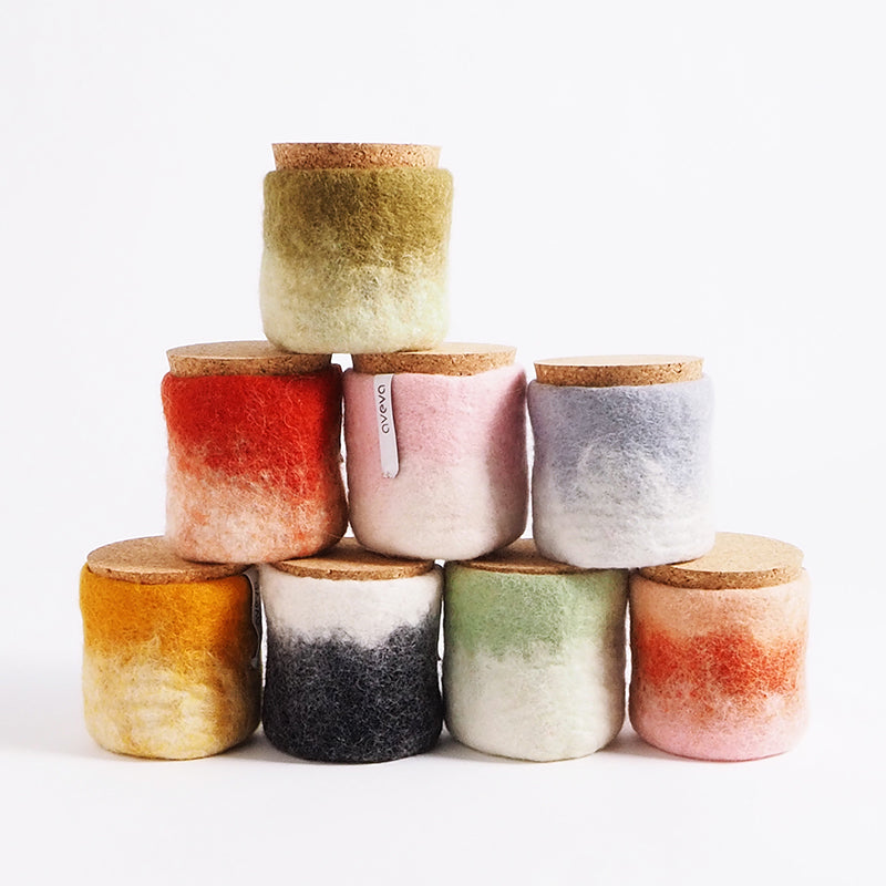Aveva Wool Jar – Handgemaakte Opbergpot van Wolvilt – Pink Grape