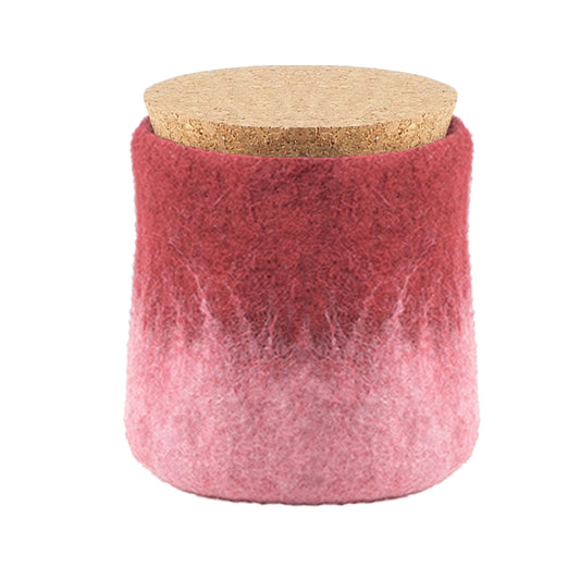 Aveva Wool Jar – Handgemaakte Opbergpot van Wolvilt – Burgundy