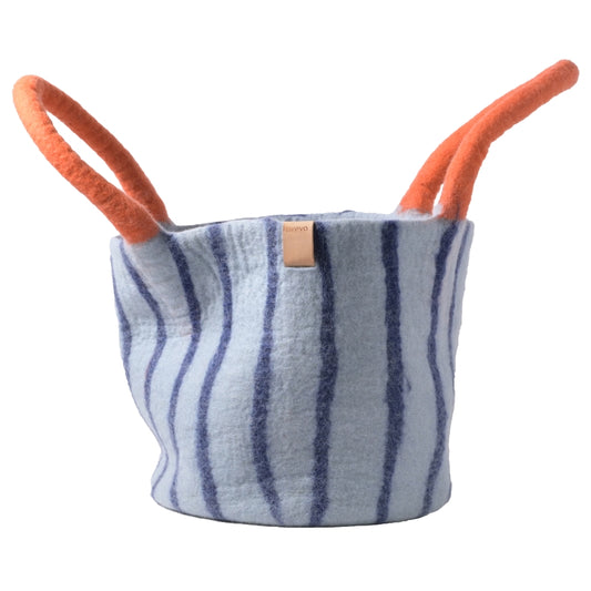 Aveva Wool Basket Large – Dusty Blue Stripes