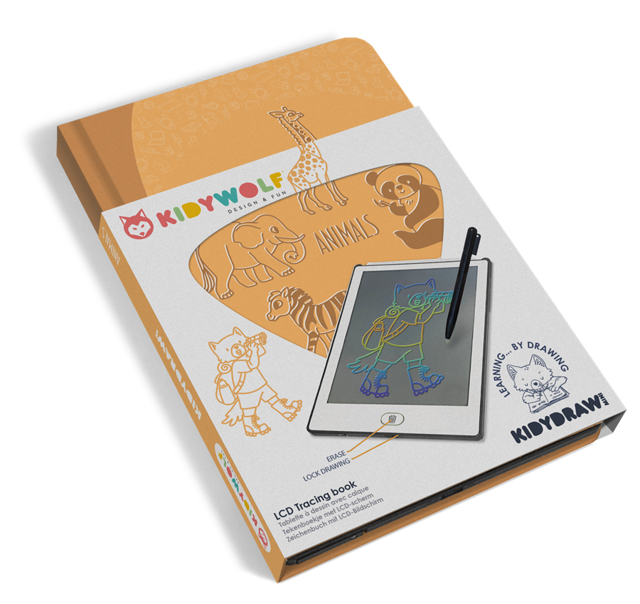 Kidywolf Kidydraw-mini – draagbaar tekenttablet - dieren
