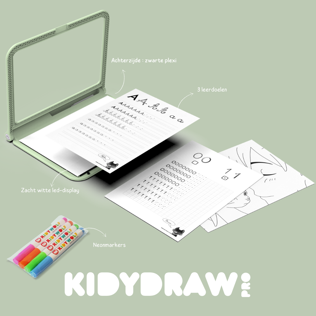 Kidywolf Kidydraw-pro - A4 lichtgevende tablet – Groen