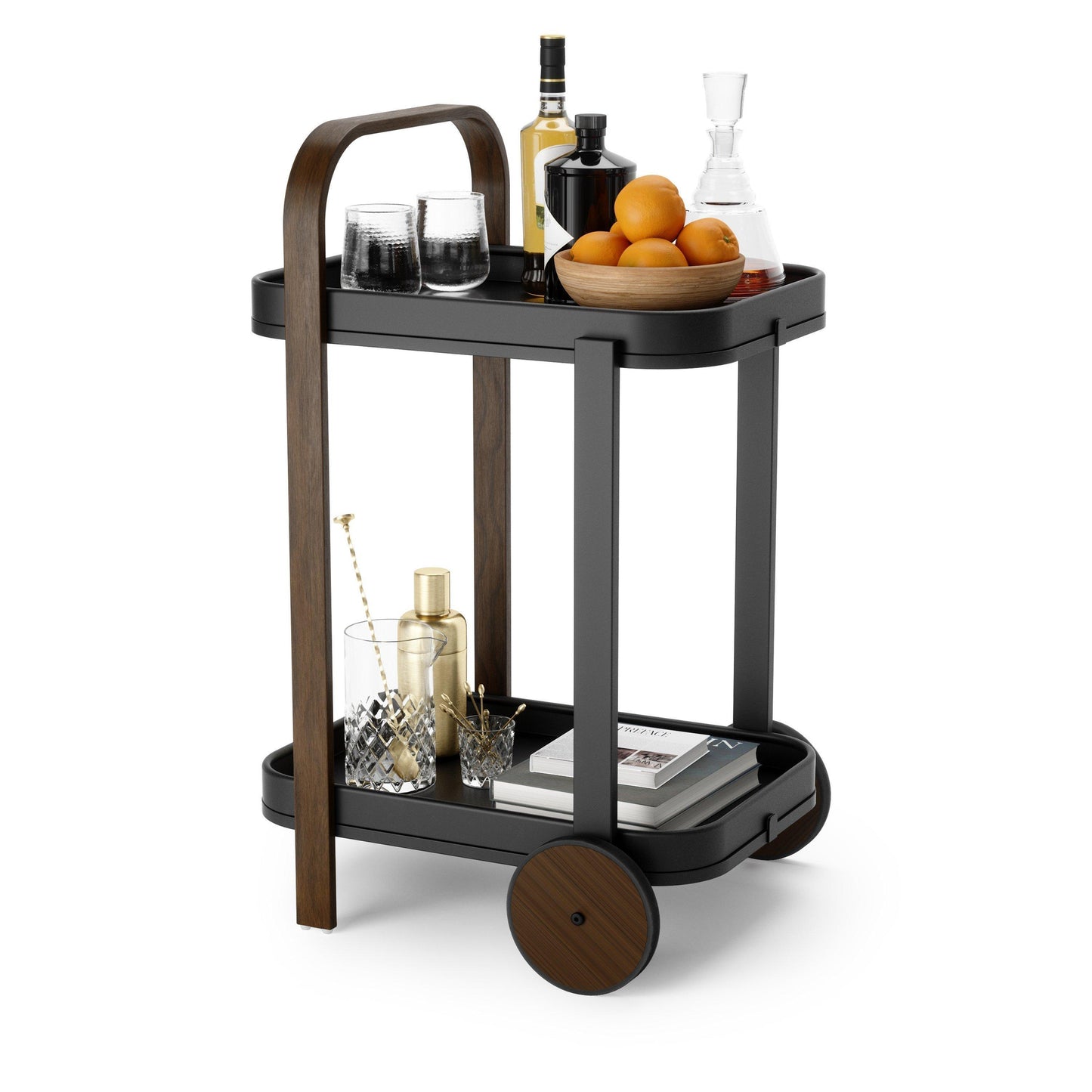 Umbra Bellwood Bar/Serving Cart – Zwart/Walnoot