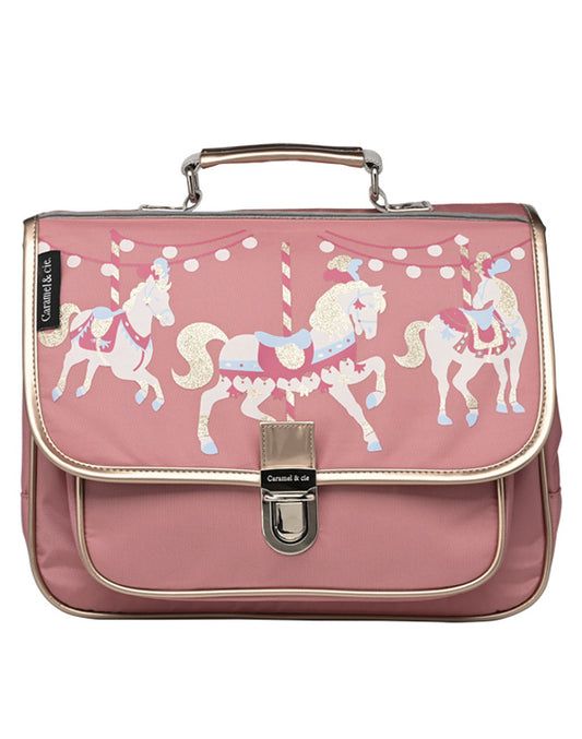 Roze Pompende Paarden Mini Schooltas